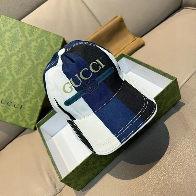 Gucci Striped Navy and White Baseball Cap 9