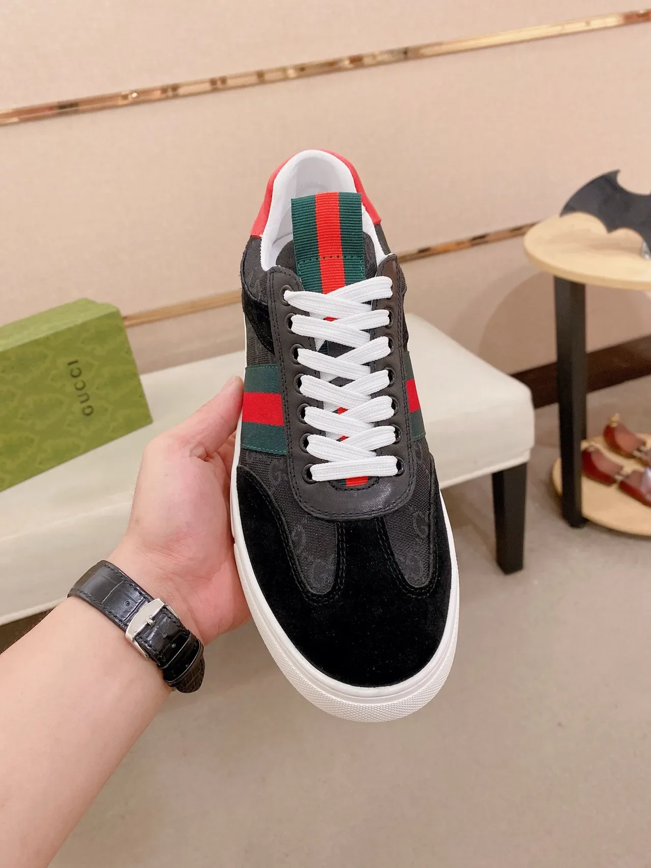 Gucci Tennis 1977 Black Red Green Web Lifestyle Sneakers 2
