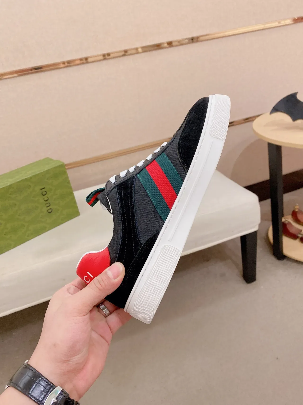 Gucci Tennis 1977 Black Red Green Web Lifestyle Sneakers 5