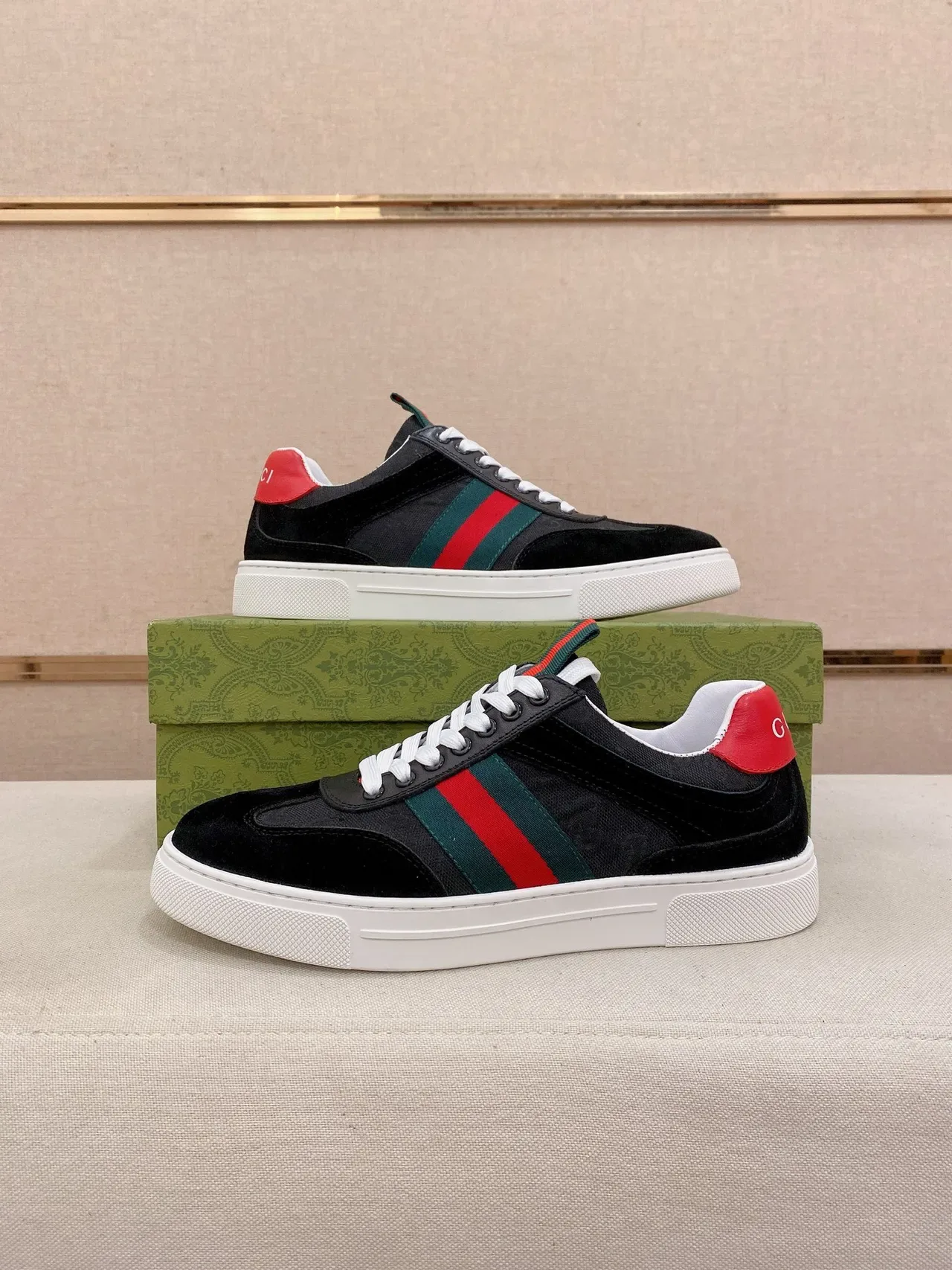 Gucci Tennis 1977 Black Red Green Web Lifestyle Sneakers 7