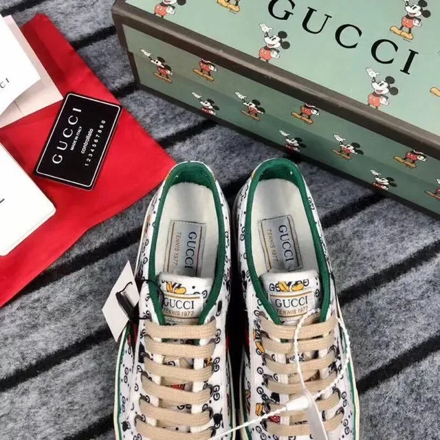 Gucci Tennis 1977 Mickey Mouse Print White Green Red Lifestyle Sneakers 3