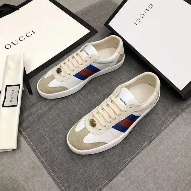 Gucci Tennis 1977 Off-White and Beige Web Stripe Lifestyle Sneakers 5