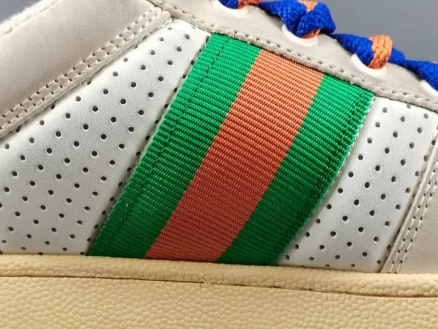 গুচ্চি Tennis 1977 অফ-হোয়াইট সবুজ লাল কমলা ওয়েব লাইফস্টাইল স্নিকার্স 6