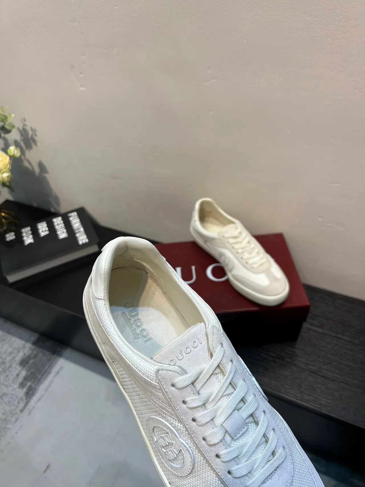 Gucci Tennis 1977 Off-White Mesh and Suede Lifestyle Sneakers 7
