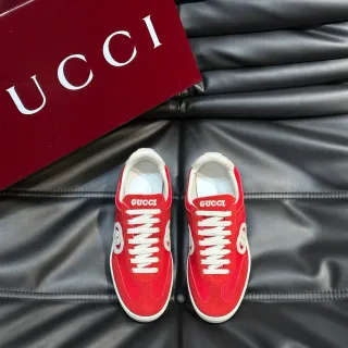 Gucci Tennis 1977 Red White Suede And Mesh Upper Laces Lifestyle Sneakers