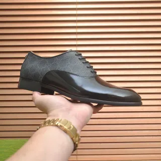 Gucci Two-Tone GG Supreme and Patent Leather Oxford Shoes