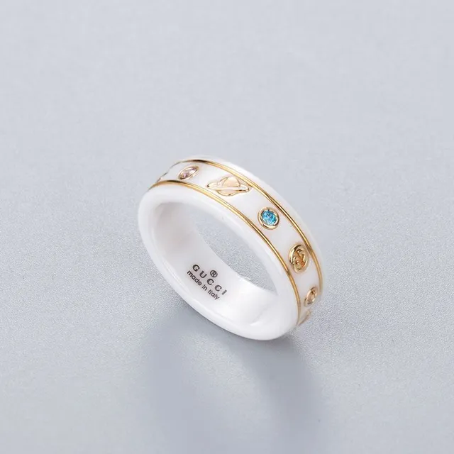 Gucci White Gold Ceramic Ring 7