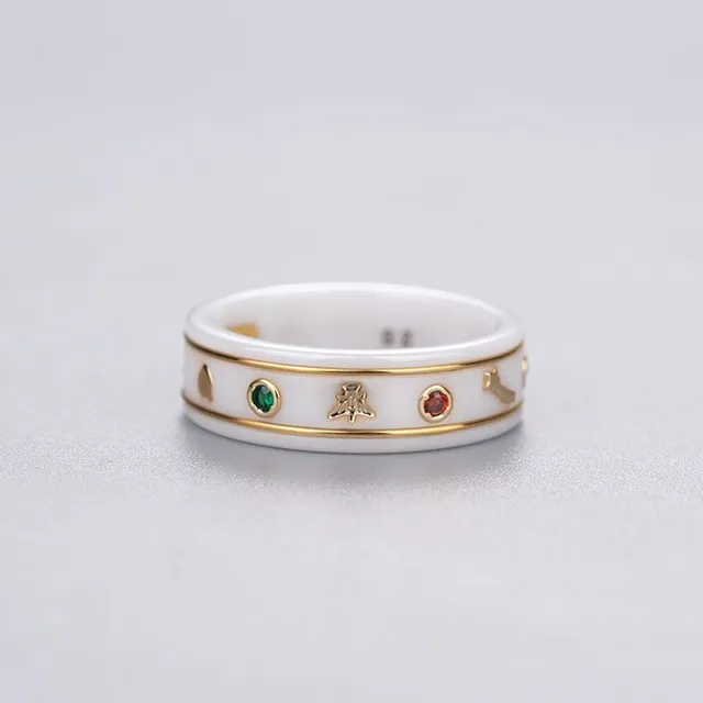 Gucci White Gold Ceramic Ring 8
