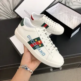 Gucci White Green Leather Low-Top Embroidered Branding Lifestyle Sneakers