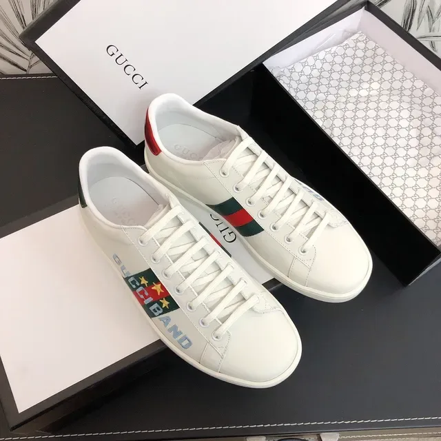 Gucci White Green Leather Low-Top Embroidered Branding Lifestyle Sneakers 9