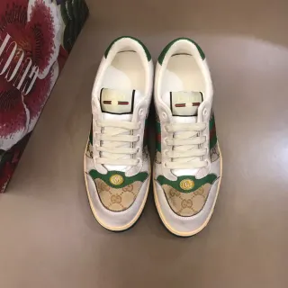 Gucci White Green Monogram Canvas Web Stripe Lifestyle Sneakers