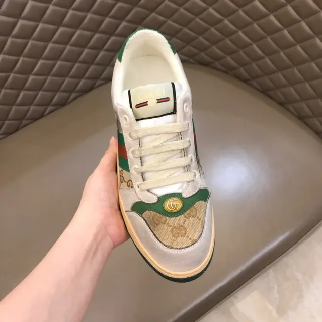 Gucci White Green Monogram Canvas Web Stripe Lifestyle Sneakers 5