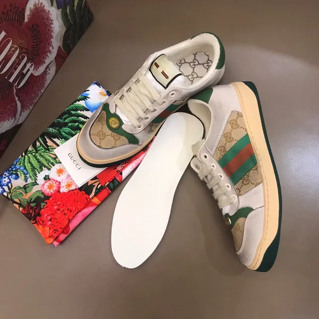 Gucci White Green Monogram Canvas Web Stripe Lifestyle Sneakers 8