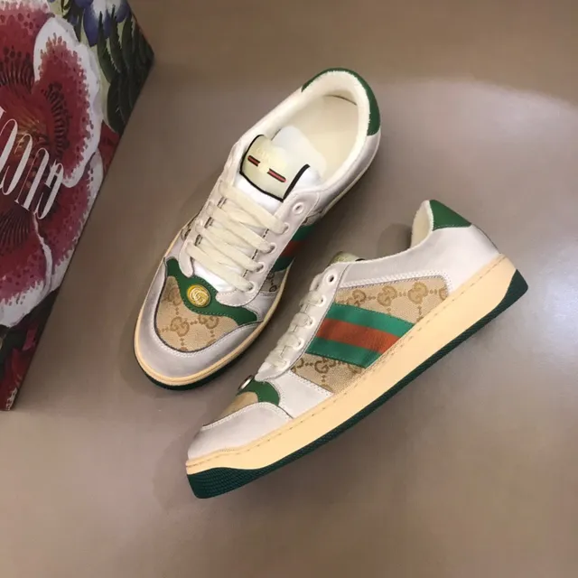 Gucci White Green Monogram Canvas Web Stripe Lifestyle Sneakers 9