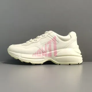 Gucci White Pink Chunky Platform Sole Smooth Leather Upper Lifestyle Sneakers