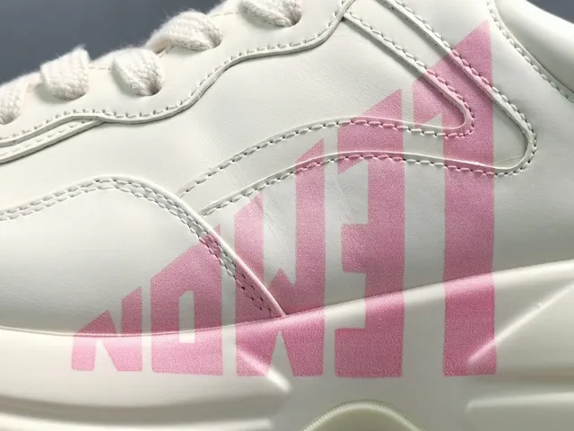 Gucci White Pink Chunky Platform Sole Smooth Leather Upper Lifestyle Sneakers 5