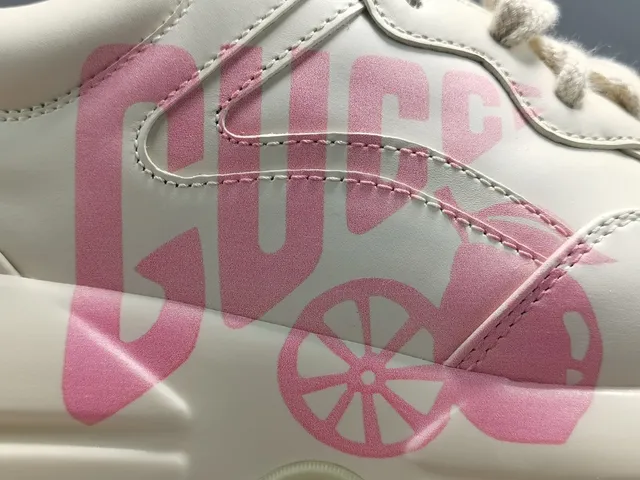 Gucci White Pink Chunky Platform Sole Smooth Leather Upper Lifestyle Sneakers 6