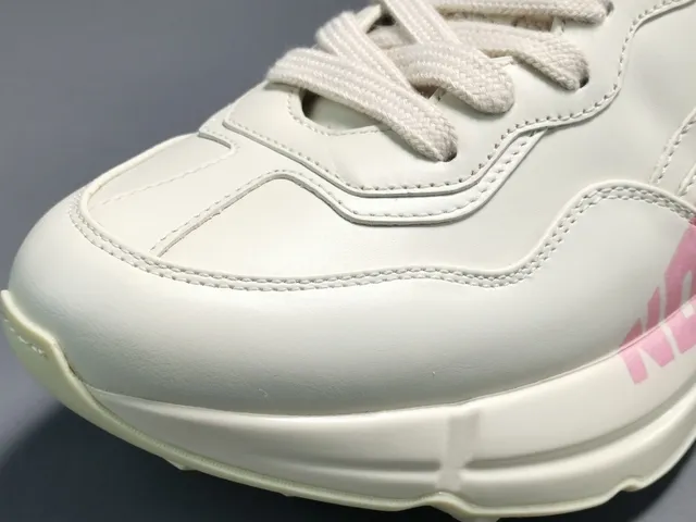 Gucci White Pink Chunky Platform Sole Smooth Leather Upper Lifestyle Sneakers 7