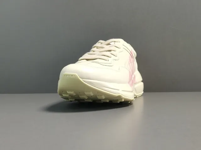 Gucci White Pink Chunky Platform Sole Smooth Leather Upper Lifestyle Sneakers 14