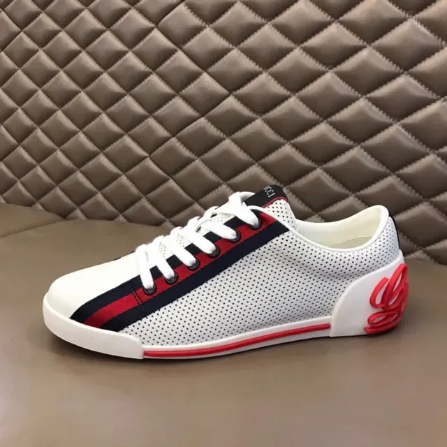 Gucci White Red Perforated Leather Upper Web Stripe Detail Lifestyle Sneakers 6