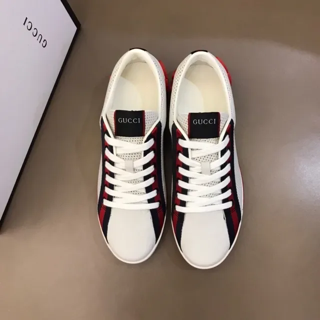 Gucci White Red Perforated Leather Upper Web Stripe Detail Lifestyle Sneakers 7