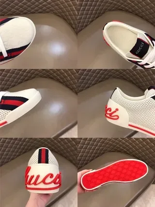 Gucci White Red Perforated Leather Upper Web Stripe Detail Lifestyle Sneakers 9