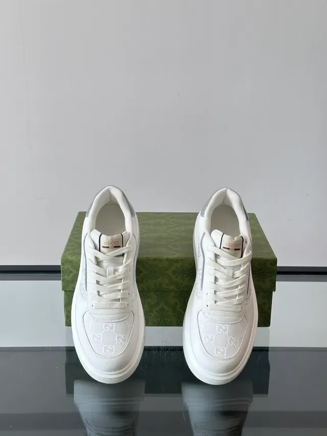 Gucci White Silver Monogrammed Textile Metallic Accents Lifestyle Sneakers 4