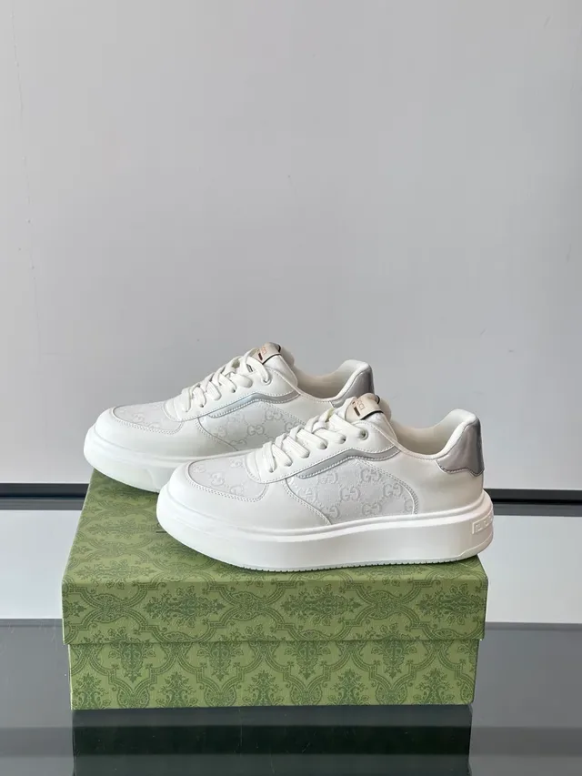 Gucci White Silver Monogrammed Textile Metallic Accents Lifestyle Sneakers 5