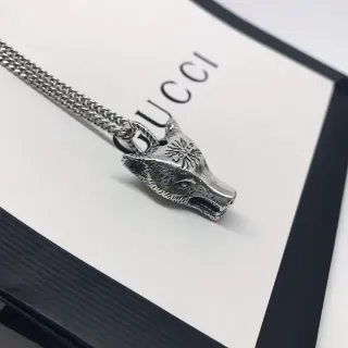 Gucci Wolf Head Pendant Silver Necklace