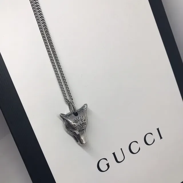 Gucci Wolf Head Pendant Silver Necklace 6