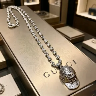 Gucci x Ed Hardy Interlocking GG Link Baseball Cap Pendant Necklace