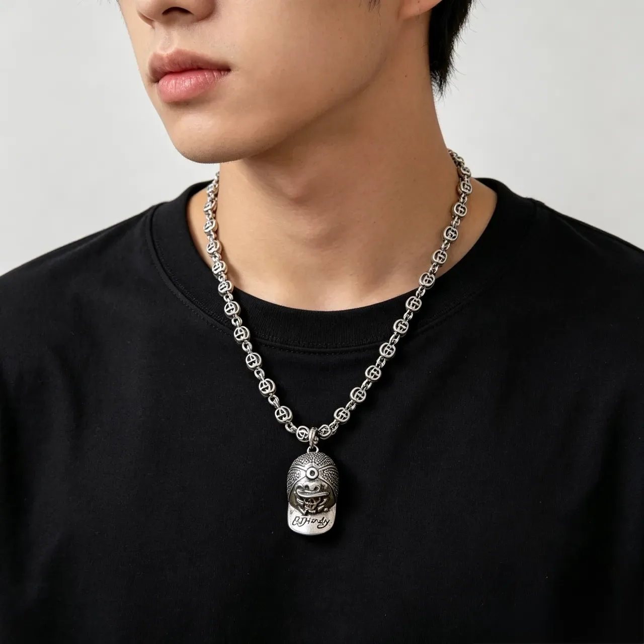 Gucci x Ed Hardy Interlocking GG Link Baseball Cap Pendant Necklace 6