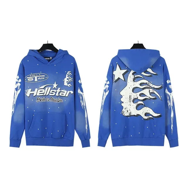 Hellstar Graphic Print Blue Oversized Hoodie 2