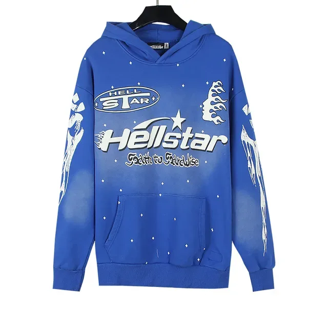 Hellstar Graphic Print Blue Oversized Hoodie 3