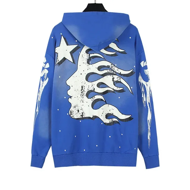 Hellstar Graphic Print Blue Oversized Hoodie 4