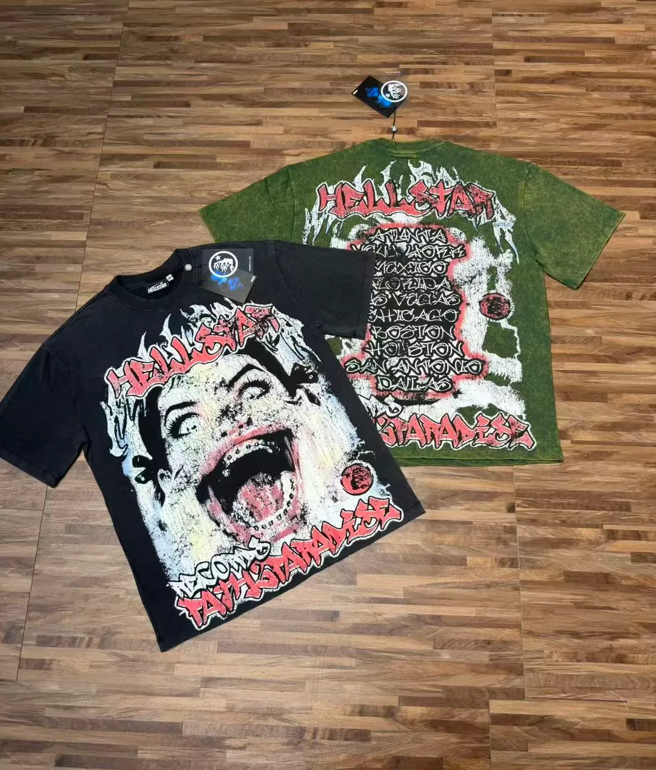 Hellstar Pathological Screaming Face Distressed Acid-Wash T-Shirt 4
