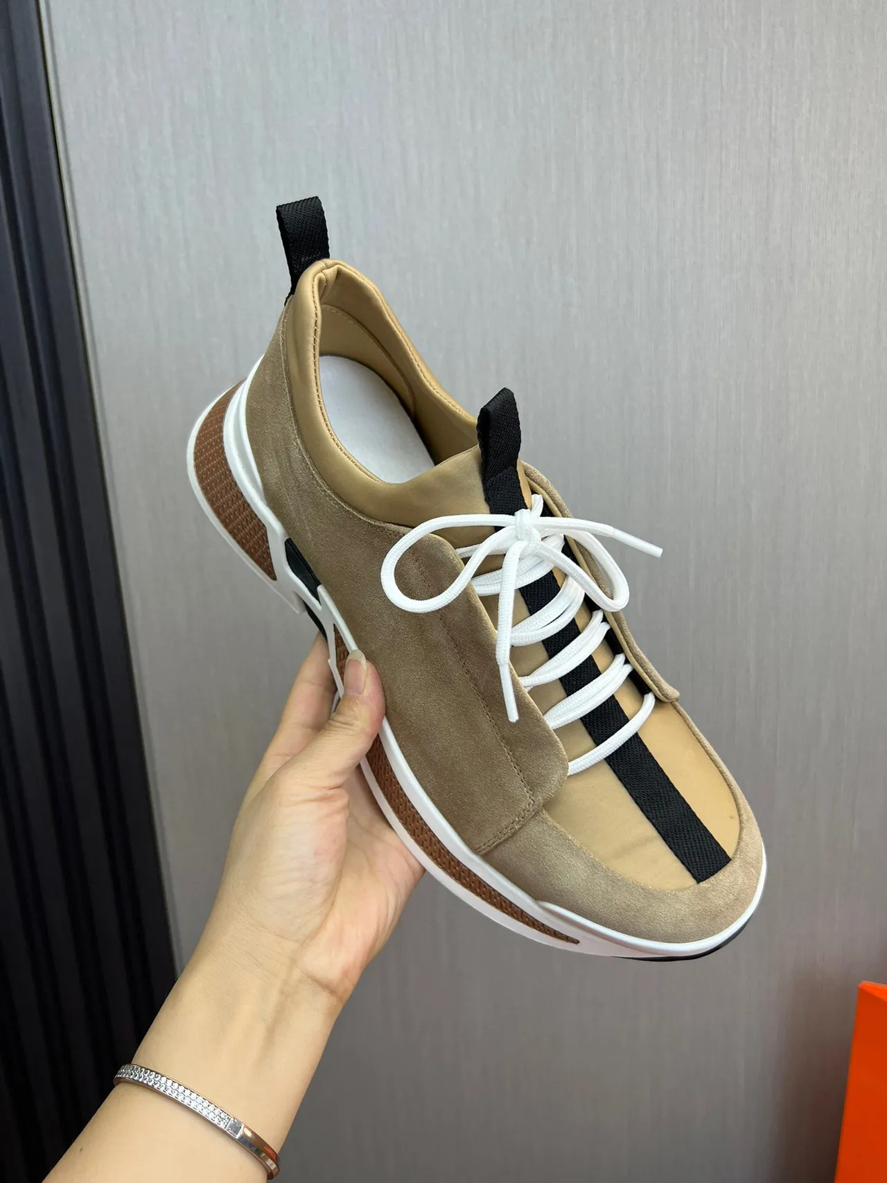 Hermès Beige White Suede Upper Sculpted Multi-Layer Midsole Lifestyle Sneakers 7