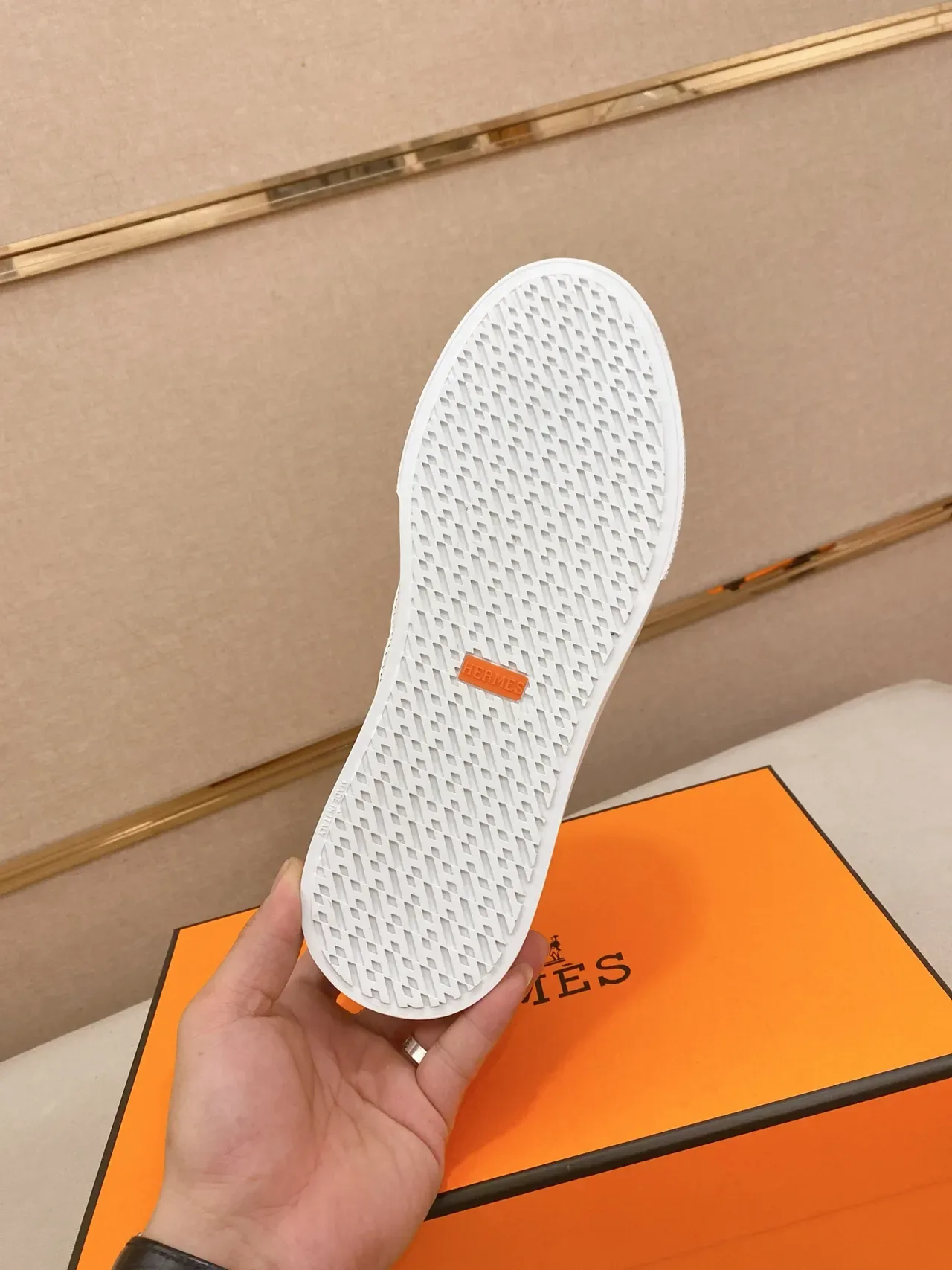 Hermès Black Orange Leather Upper H-Logo Side Panel Sneakers 2