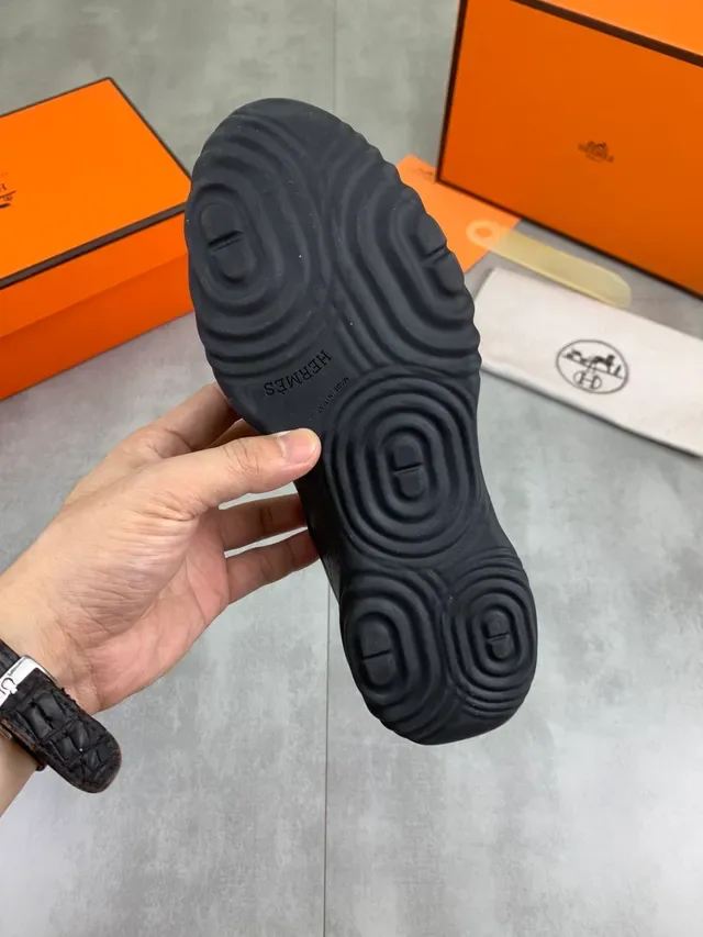 Hermès Black Perforated Leather Lifestyle Sneaker 2