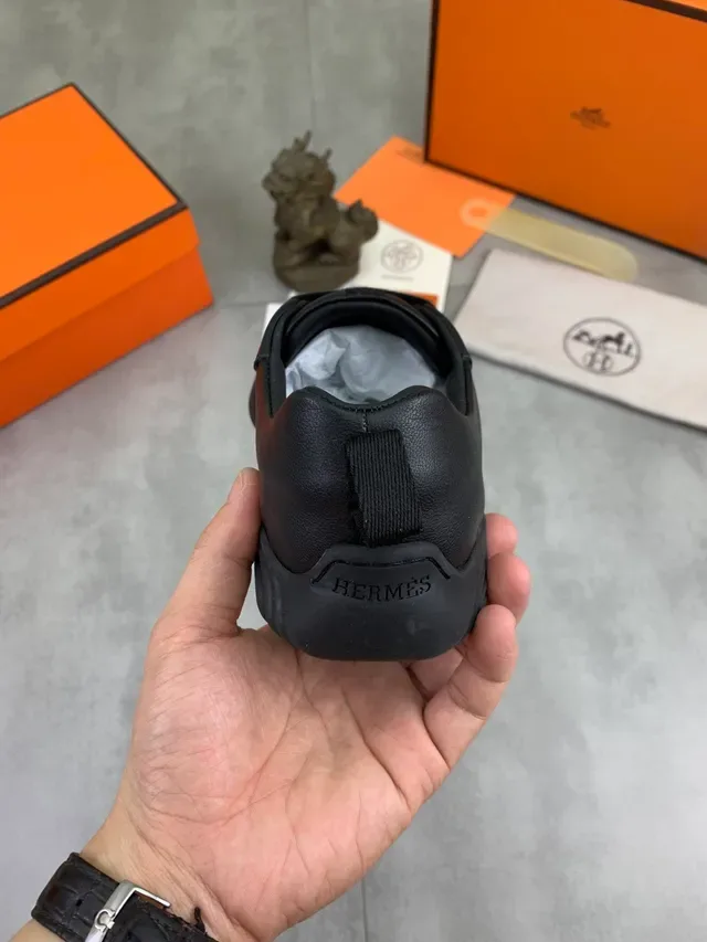 Hermès Black Perforated Leather Lifestyle Sneaker 3