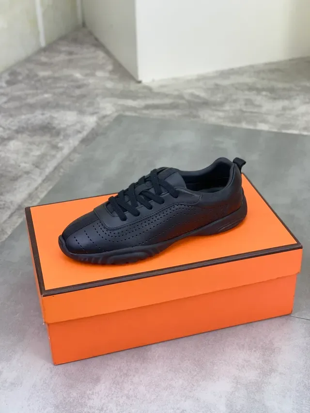 Hermès Black Perforated Leather Lifestyle Sneaker 4