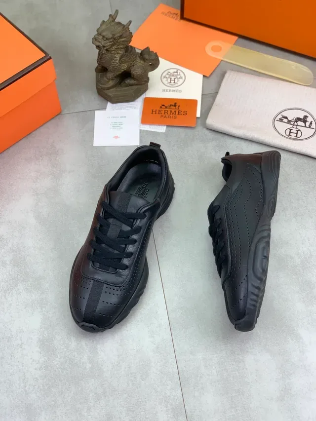 Hermès Black Perforated Leather Lifestyle Sneaker 5