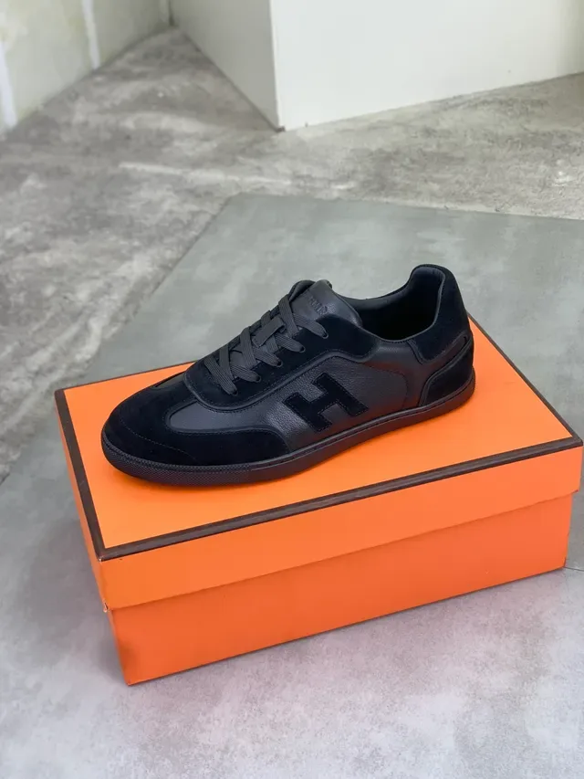 Hermès Black Suede and Leather Lifestyle Sneaker 4
