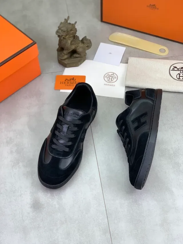 Hermès Black Suede and Leather Lifestyle Sneaker 5