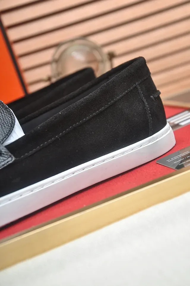 Hermès Black White Two-Tone Suede And Pebbled Leather Loafer 2