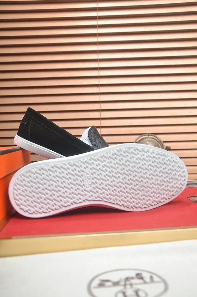 Hermès Black White Two-Tone Suede And Pebbled Leather Loafer 3