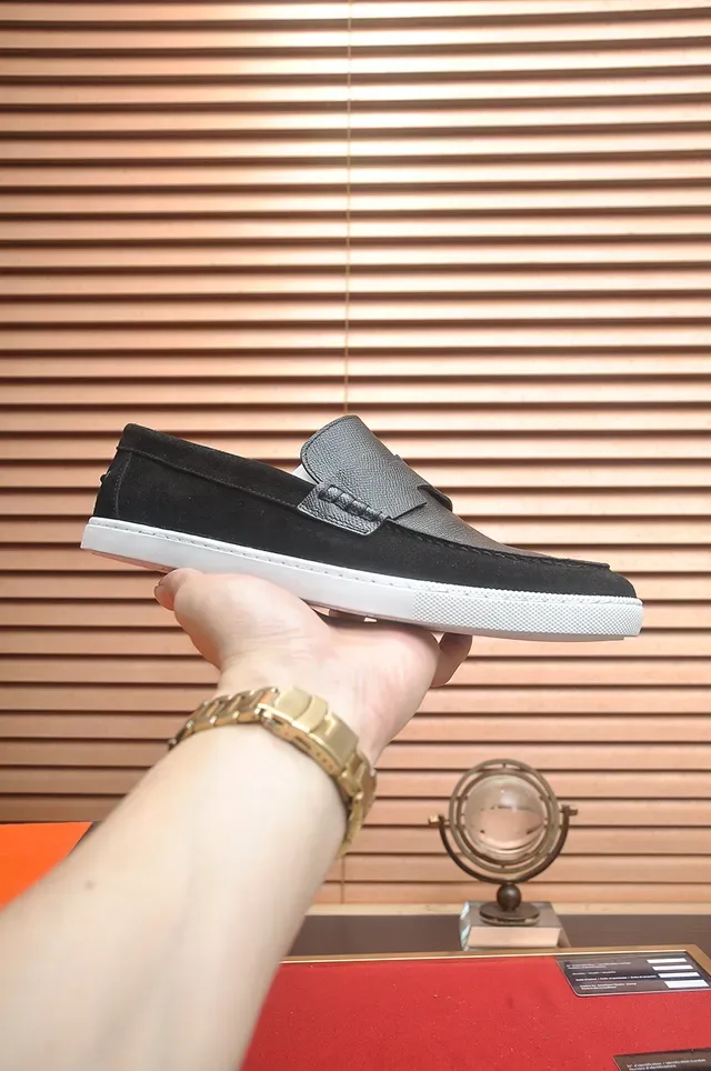 Hermès Black White Two-Tone Suede And Pebbled Leather Loafer 4