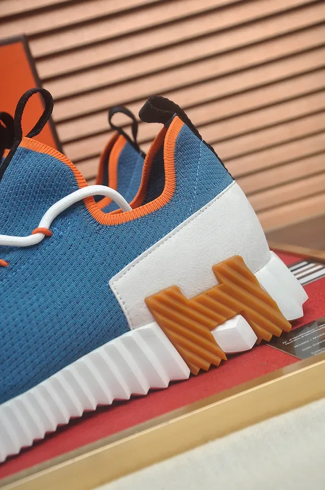 Hermès Blue Orange Knit Upper Sculpted H-Midsole Chunky Sneakers 2