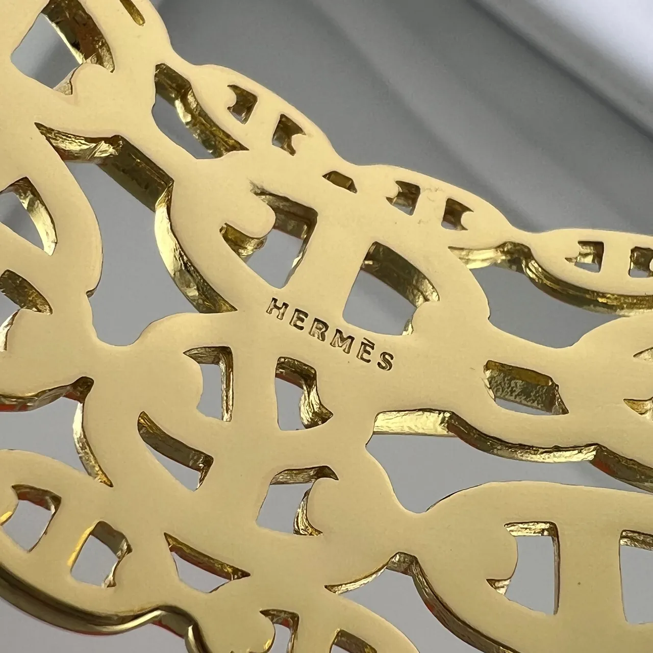 Hermès Chaine d'Ancre Ouro Prata Interlocking H-Link Chain Pulseira de Pulso Larga 5