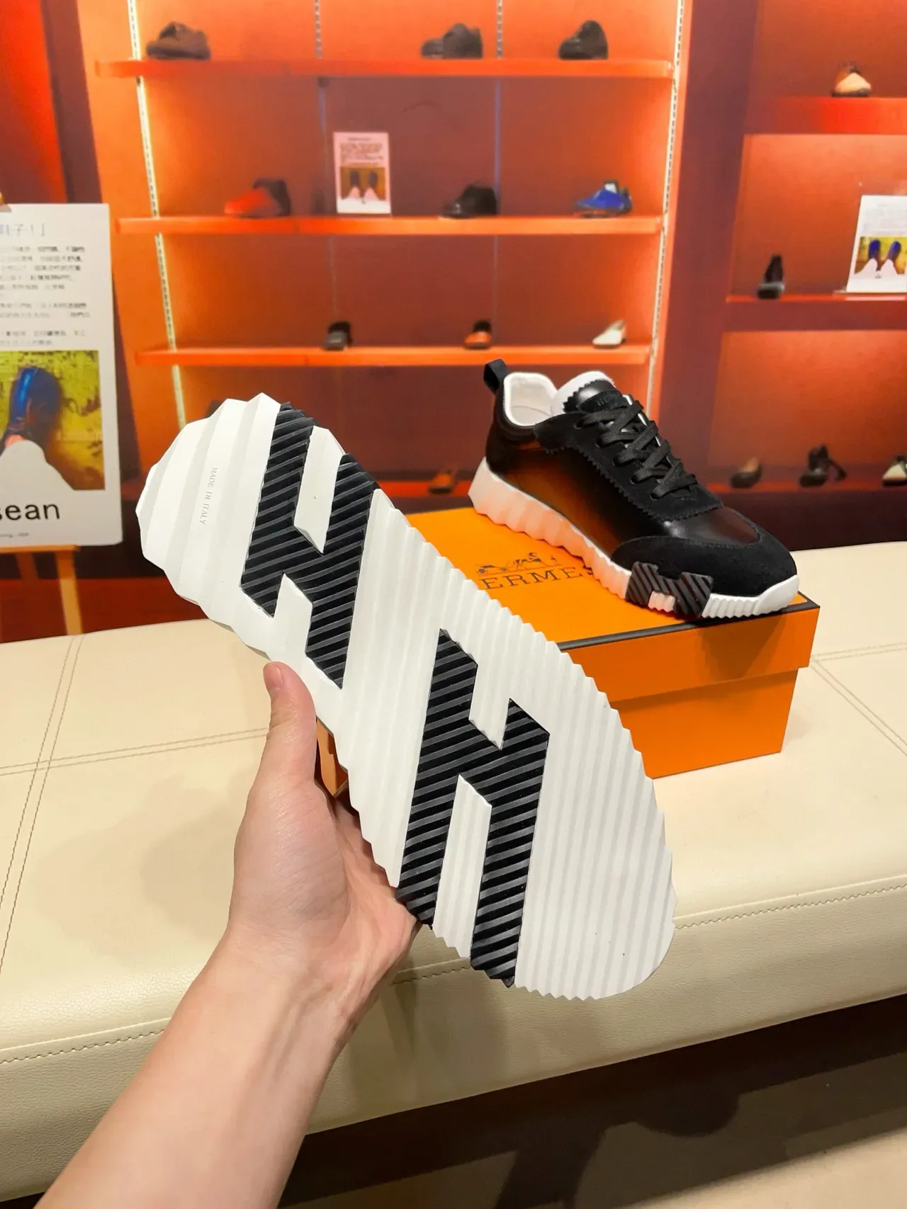 Hermès H-Ride Black Suede and Leather Lifestyle Sneakers 3